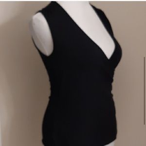 Ann Taylor black faux wrap dress tank